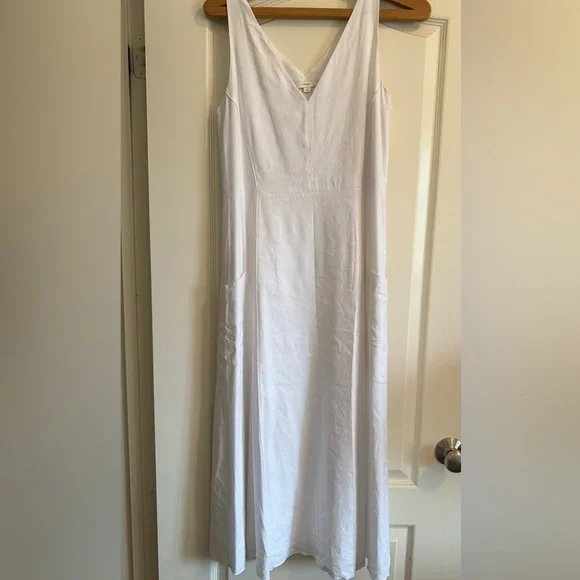 VINCE Linen Blend A-line Dress White Midi Size Small - Picture 6 of 10